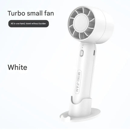 Turbo Handheld USB Mini Fan with Desktop Stand & Long Battery