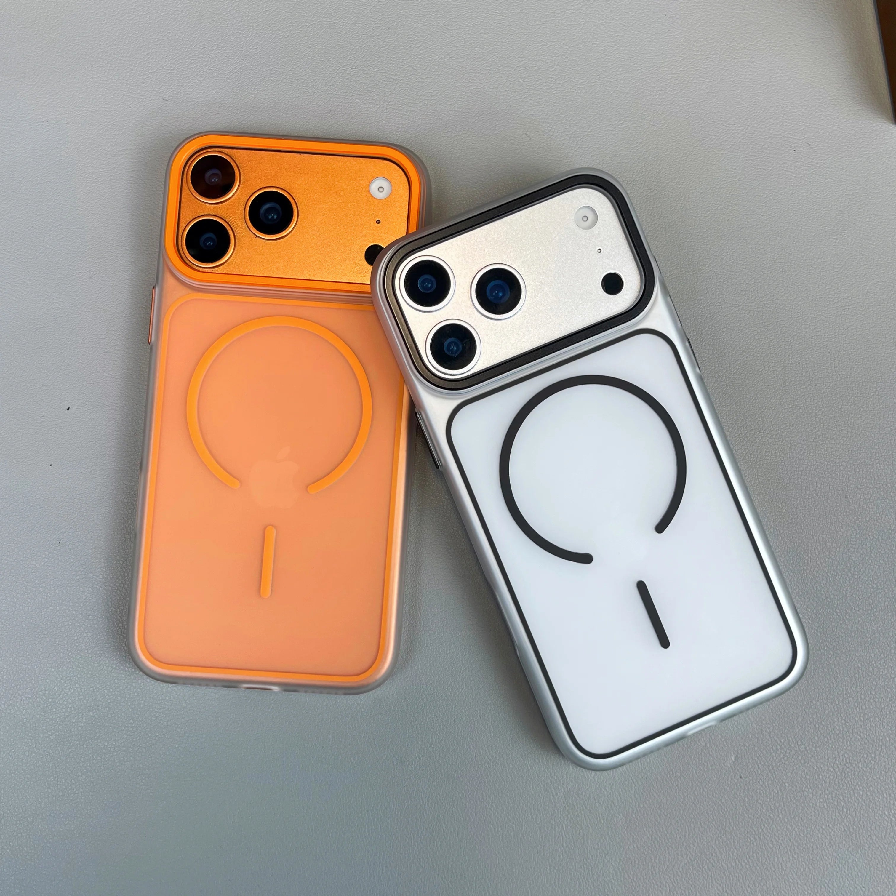 Luxury Translucent Matte Frosted PC Phone Case with Metal Button for iPhone 15/16/17 Air/17 Pro Max – MagSafe Magnetic Cover