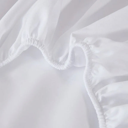 OKEYWOW waterproof fitted bed sheet with elastic edges, anti-slip mattress protector in single, double, queen, and king sizes.