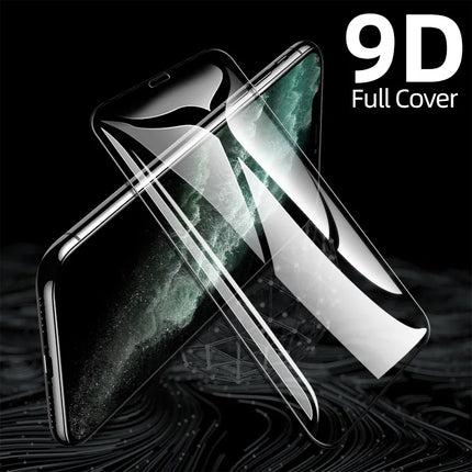 CrystalShield 9D Full Cover Tempered Glass for iPhone 17/16/15/14/13/12/11 Pro Max Screen Protector