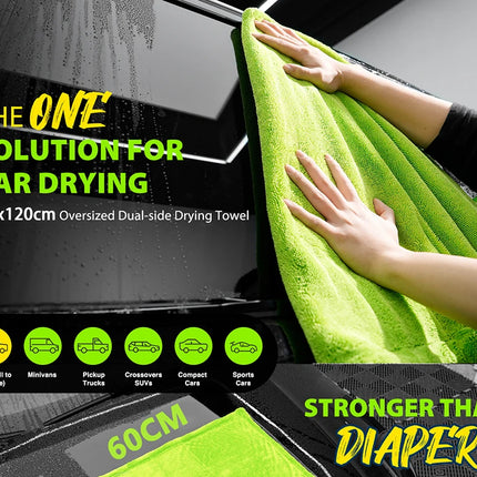 AutoDry 1000GSM Microfiber Car Towel 60x120cm Ultra Absorbent Scratch Free Drying Cloth