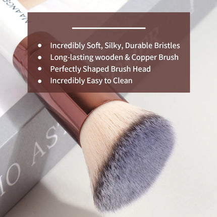 Velora Beauty 2pcs Kabuki Makeup Brush Set Flat Angled Foundation Powder Blush Soft Bristles