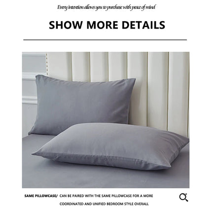 Waterproof Bed Sheet Set 3/4pcs Fitted Sheet Pillowcases Soft Queen King Twin White Gray