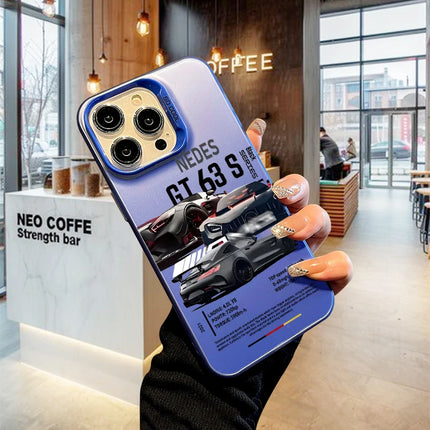 OKEYWOW iPhone GT Car Case in laser PC and TPU, shockproof cover for iPhone 12, 13, 14, 15, 16, 17 Pro Max, XR, XS models