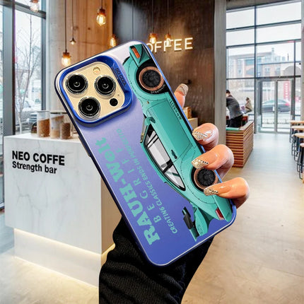 OKEYWOW iPhone sports car case with laser design, shockproof PC and TPU material for iPhone 17, 16, 15, 14, 13, 12, 11 Pro Max, XR, XS