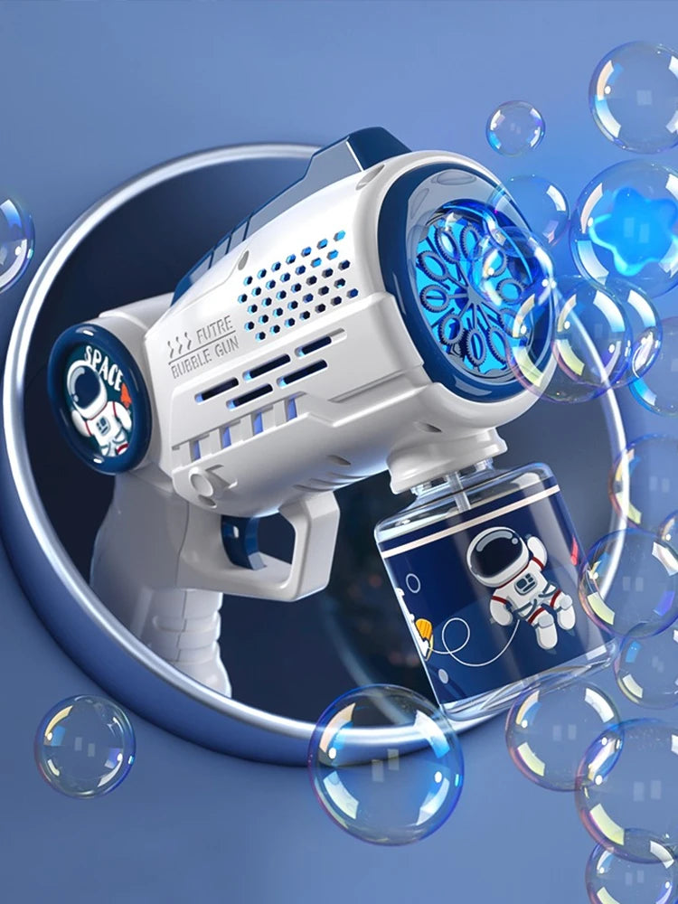 Astronaut Electric Bubble Machine: Automatic Light-Up Bubble Gun for Summer Beach, Bath, and Outdoor Play - Fun Fantasy Toy Gift for Kids