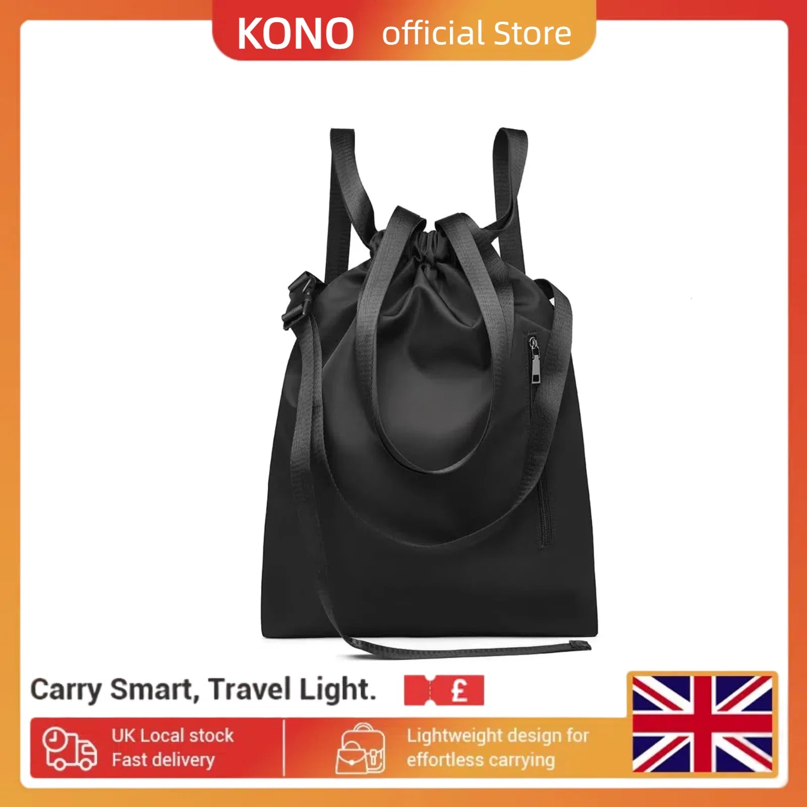 Drawstring Gym Bag Multifunctional Backpack Shoulder Bag for Sport Travel Work School