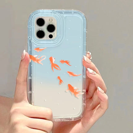 OKEYWOW iPhone strawberry flower shockproof case for models 11 to 17 Pro Max, featuring a colorful floral airbag design.