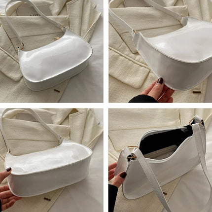 Women PU Leather Shoulder Bag Retro Solid Color Hobo Underarm Handbag Casual Designer