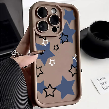 OKEYWOW iPhone Star Silicone Case for models 11 to 17 Pro Max, shockproof soft cover with star design, vibrant and protective.