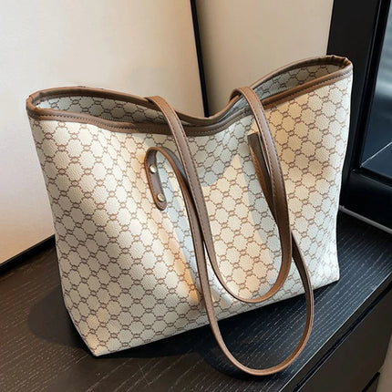 UrbanCarry PU Leather Tote Bag Large Capacity Women Shoulder Commuting Casual Handbag