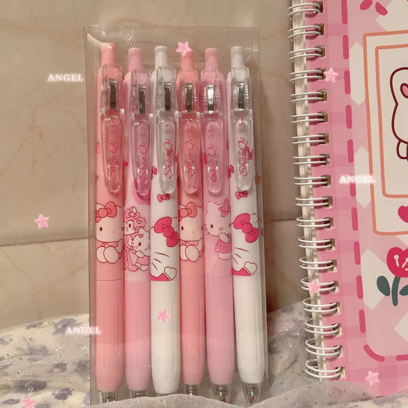 4Pcs Sanrio Hello Kitty 0.5mm Gel Pens: Girls' Stationery Bulk Press Pen Set, Kawaii Pink Student Supplies - Kids Toy Gift