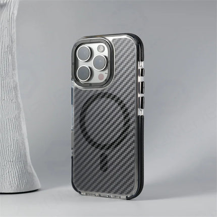 Luxury Carbon Fiber MagSafe Armor Case for iPhone Non-Slip Shockproof Cover