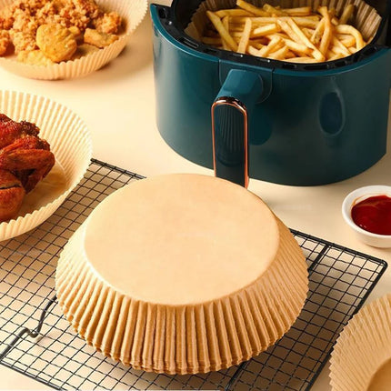 OkeyWOW air fryer disposable paper liners, non-stick round baking paper, 50 or 100 pieces for kitchen accessories.