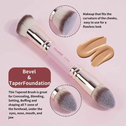 Velora 4Pcs Dual-End Makeup Brush Set with Travel Case for Face & Eyes