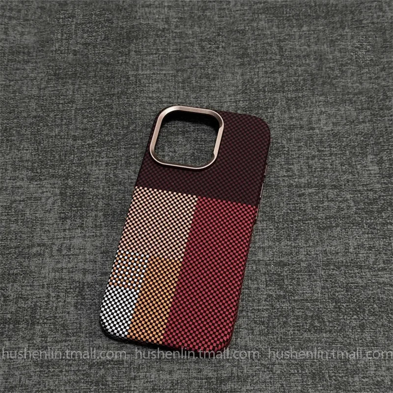 2026 New Mountain Relief Carbon Case for iPhone 16 15 Pro Max MagSafe Back Cover Hard PC Buttons Frame Protective Phone Shell