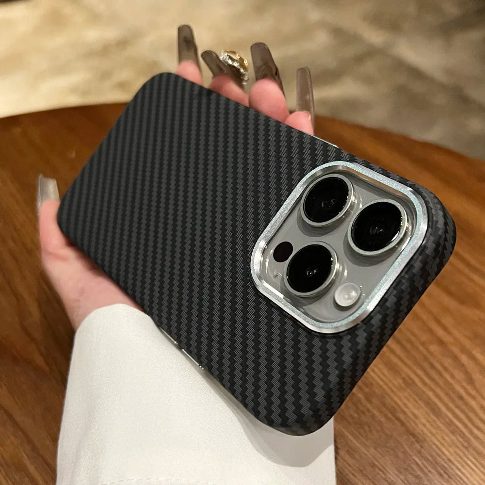 Luxury Carbon Fiber Pattern for Magsafe Magnetic Case for iPhone 15 14 Plus 13 12 11 Pro Max Wireless Charge Hard PC Matte Cover