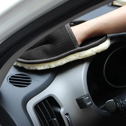 VelvetDrive Plush Car Wash Glove Thick Microfiber Wax Polishing Mitt Auto Care