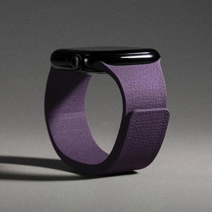 OKEYWOW Apple Watch magnetic silicone strap band for Series 11-8 SE Ultra, adjustable 40mm to 49mm, black color on smartwatch.