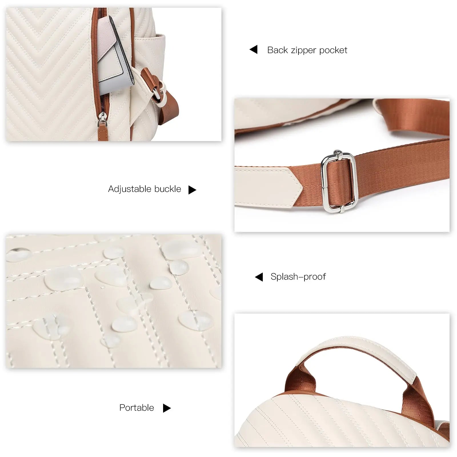 Miss Lulu Women's Fashion Backpack - PU Leather Anti-Theft Rucksack, Waterproof Mini Daypack for Girls