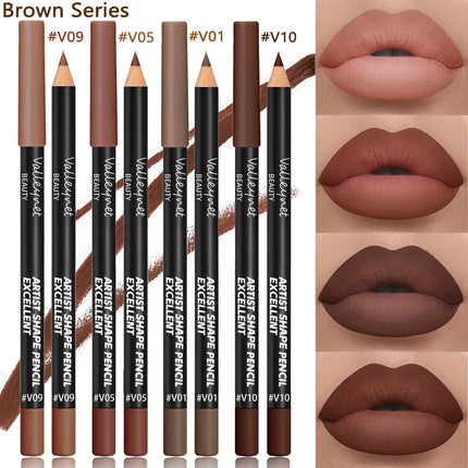 Velora Beauty 4pcs Matte Lip Liner Set Waterproof Long Lasting Brown Purple Pink Series
