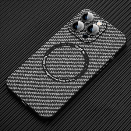 OKEYWOW iPhone carbon fiber case with ultra-thin design, hard back cover, and camera protection for models 11 to 17.