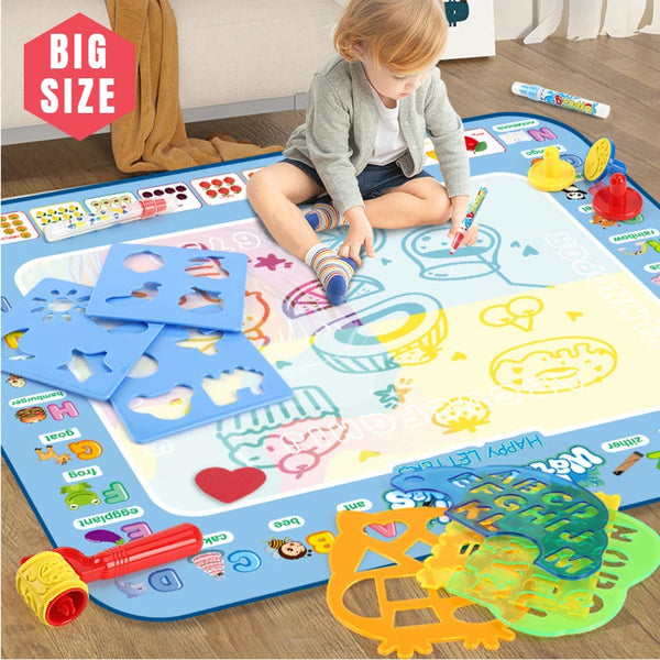 100x80CM Magic Water Drawing Mat: Coloring Doodle with Reusable Pens - Montessori Educational Toy for Kids