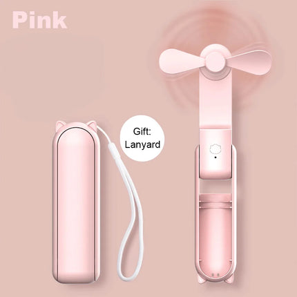 Portable Mini Handheld Fan USB Rechargeable 3-Speed with Power Bank
