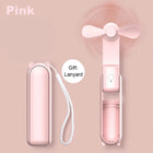 Portable Mini Handheld Fan USB Rechargeable 3-Speed with Power Bank