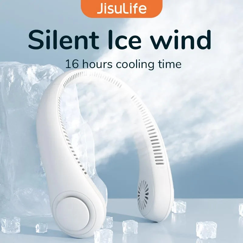 JISULIFE Portable Neck Fan 78 Air outlet Provide Cooling Wind 4000 mAh USB Recharge Mini Personal Fan Silent Neckband for Sports