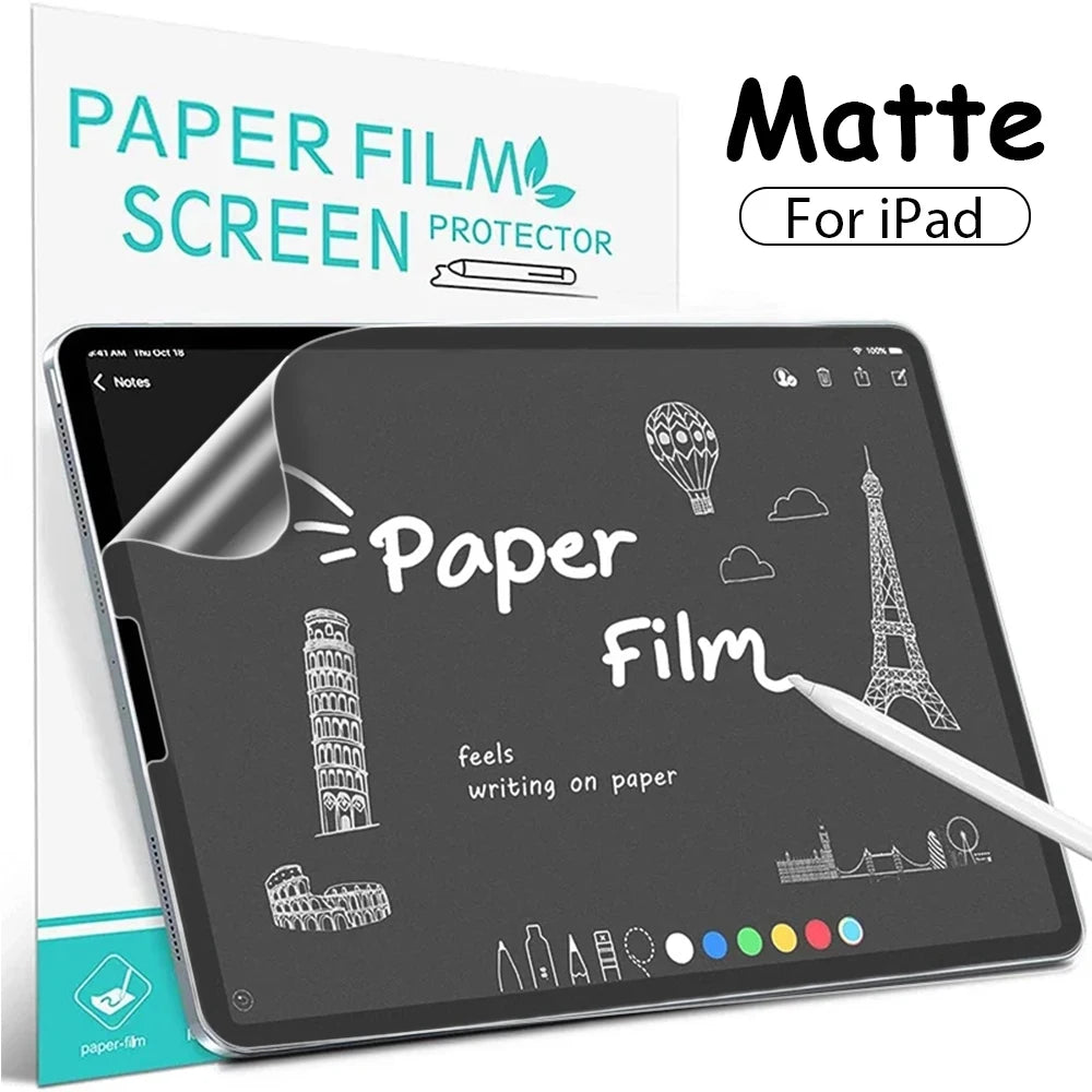 Paper-Like Film Screen Protector for iPad Pro 12.9, 12, 9, 11 (2022), Air (4, 5, 3), 10th, 9th, 8th, 7th Generation, Mini 6: Matte Finish for a Smooth Writing Experience