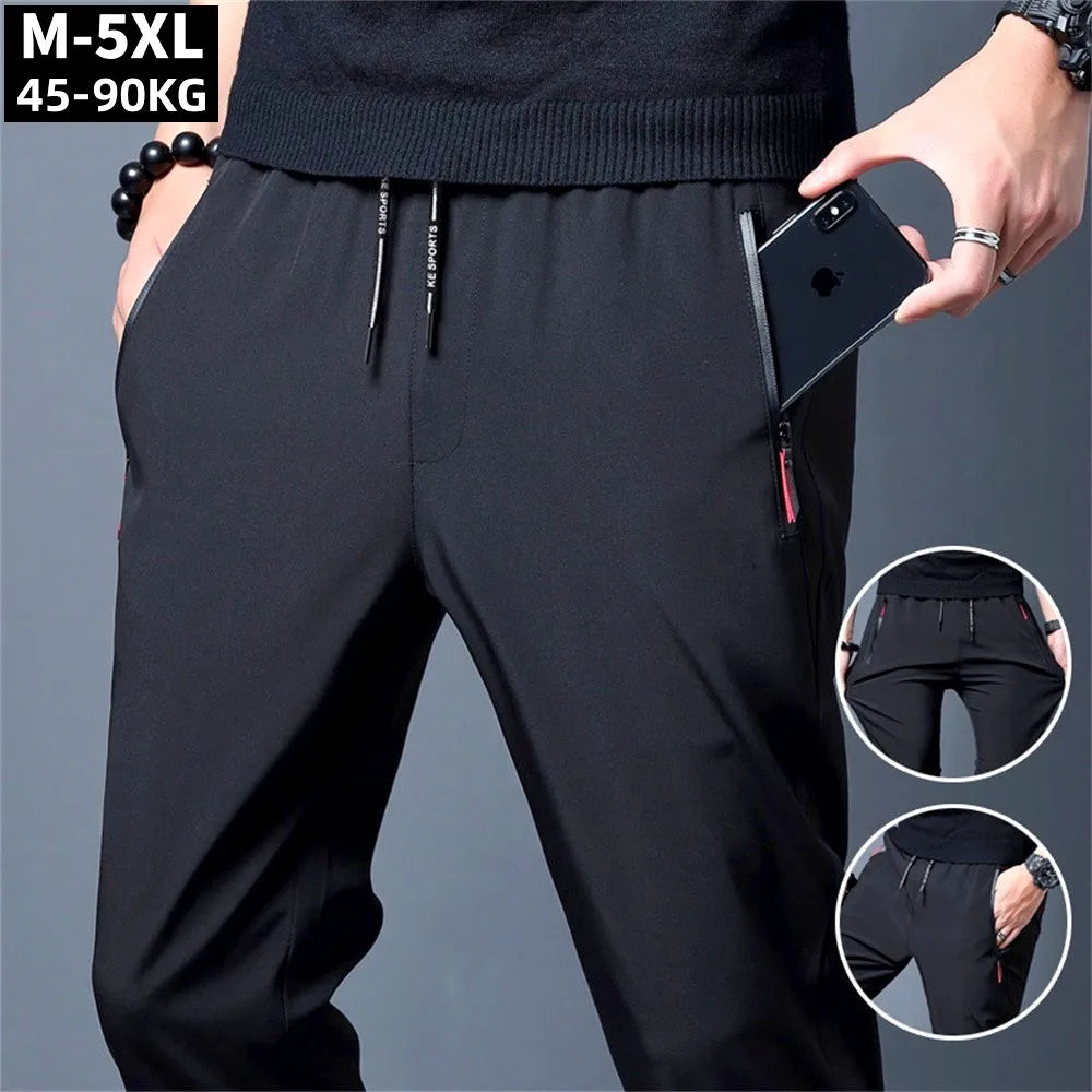 Men's Casual Pants Business Stretch Slim Fit Elastic Waist Jogger Korean Classic Blue Black Gray Male Brand Trousers