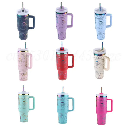 ThermoRide 40oz Stainless Steel Car Mug Vacuum Insulated Travel Tumbler with Straw