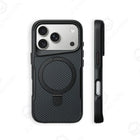 Stealth Carbon Kickstand Magnetic Armor Case for iPhone 17/16/15/14/13/12 Pro Max Soft Shield Cover