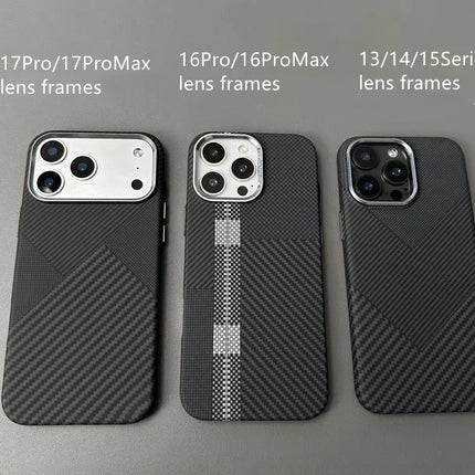 CarbonEdge MagSafe Armor Case for iPhone 17/17 Pro Max/16 Pro/15/14/13 Ultra Thin Alloy Lens Wireless Cover