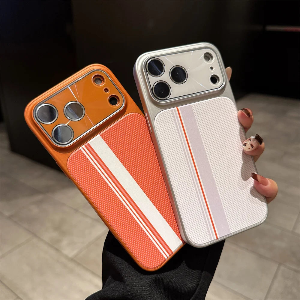 Luxury Colorful Striped Lattice Pattern Magnetic Phone Case For iPhone 17 16 15 14 13 Pro Max Air 16 Plus Anti-Slip Back Cover