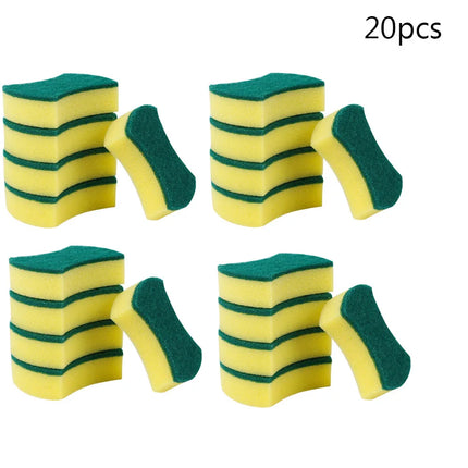OKEYWOW nano emery dish sponge for rust stain removal, shown in a pack of cleaning sponges for kitchen use.