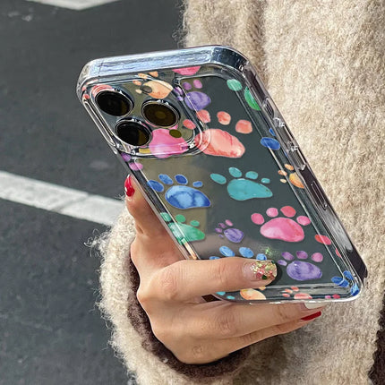 Transparent shockproof silicone iPhone case with cat ear design for iPhone 11 to 17 Pro Max, by OKEYWOW.