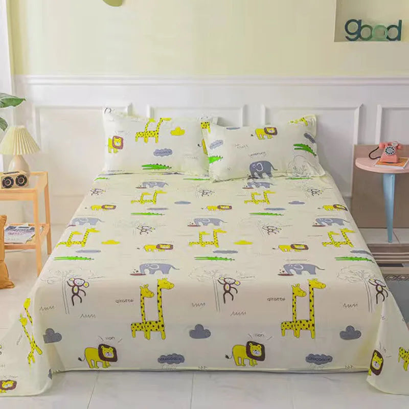 JustChic 1 Piece Cartoon Polyester Flat Bed Sheet: Aesthetic, Skin-friendly Bedspread suitable for both adults and kids. Dimensions: 250x230cm, perfect for all seasons.