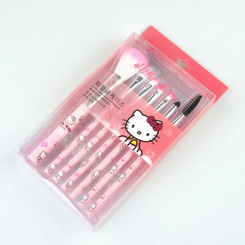 Sanrio Hello Kitty Makeup Brush Set: Anime Fashion Jewelry Blush, Eyebrow, Lip, Eyeshadow Brushes - Beauty Tools Girls' Gift with Box