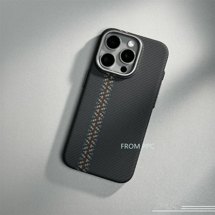 OKEYWOW iPhone 16/15/14 Pro Max carbon fiber magnetic MagSafe case with wireless charging and camera ring armor cover.