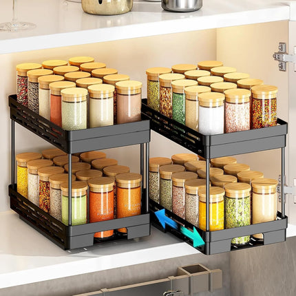 2-Tier Pull-Out Kitchen Storage Rack with Large Capacity