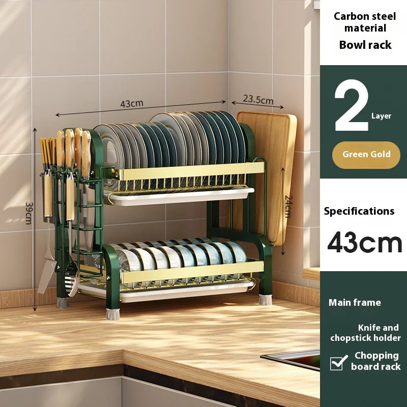 Kitchen storage rack, bowl and dish storage rack, drain rack, household multifunctional bowl and chopstick rack storage box