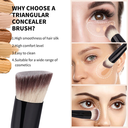 Velora Beauty 2pcs Flawless Makeup Brush Flat Angled Foundation Contour Concealer Tool