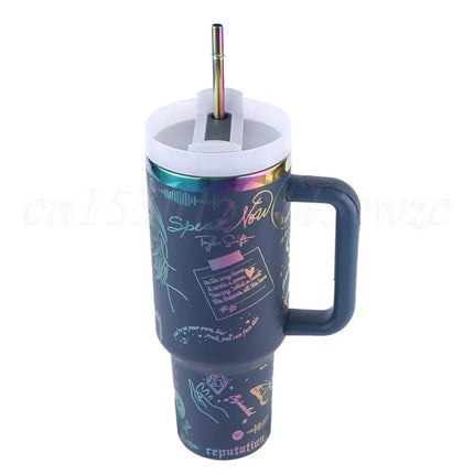 ThermoRide 40oz Stainless Steel Car Mug Vacuum Insulated Travel Tumbler with Straw