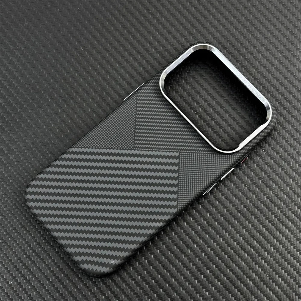 Fashion Carbon Color Magnetic Phone Case for iPhone 17 16 15 Pro Max For Magsafe Back Cover Camera Lens Protection PC Hard Shell