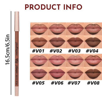 Velora Beauty 3pcs Brown Matte Lip Liner Set Waterproof Long Lasting High Pigment Creamy