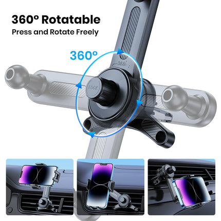 TOPK Extendable Car Phone Holder Metal Hook Air Vent Mount Stable Grip Stand