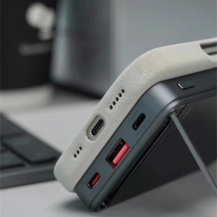 OKEYWOW iPhone Pro Max fiber leather MagSafe shockproof case showing the sleek leather exterior and precise camera cutout.