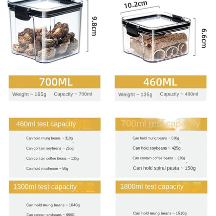 FreshLock Grain Storage Jar Set Sealed Plastic Moisture Proof Kitchen Organizer Box